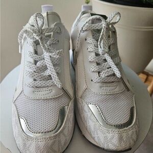 White and Silver Sneakers